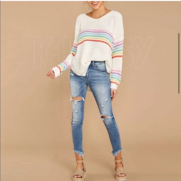 RESTOCKED! Rainbow Stripe Sweater - Picture 4 of 7